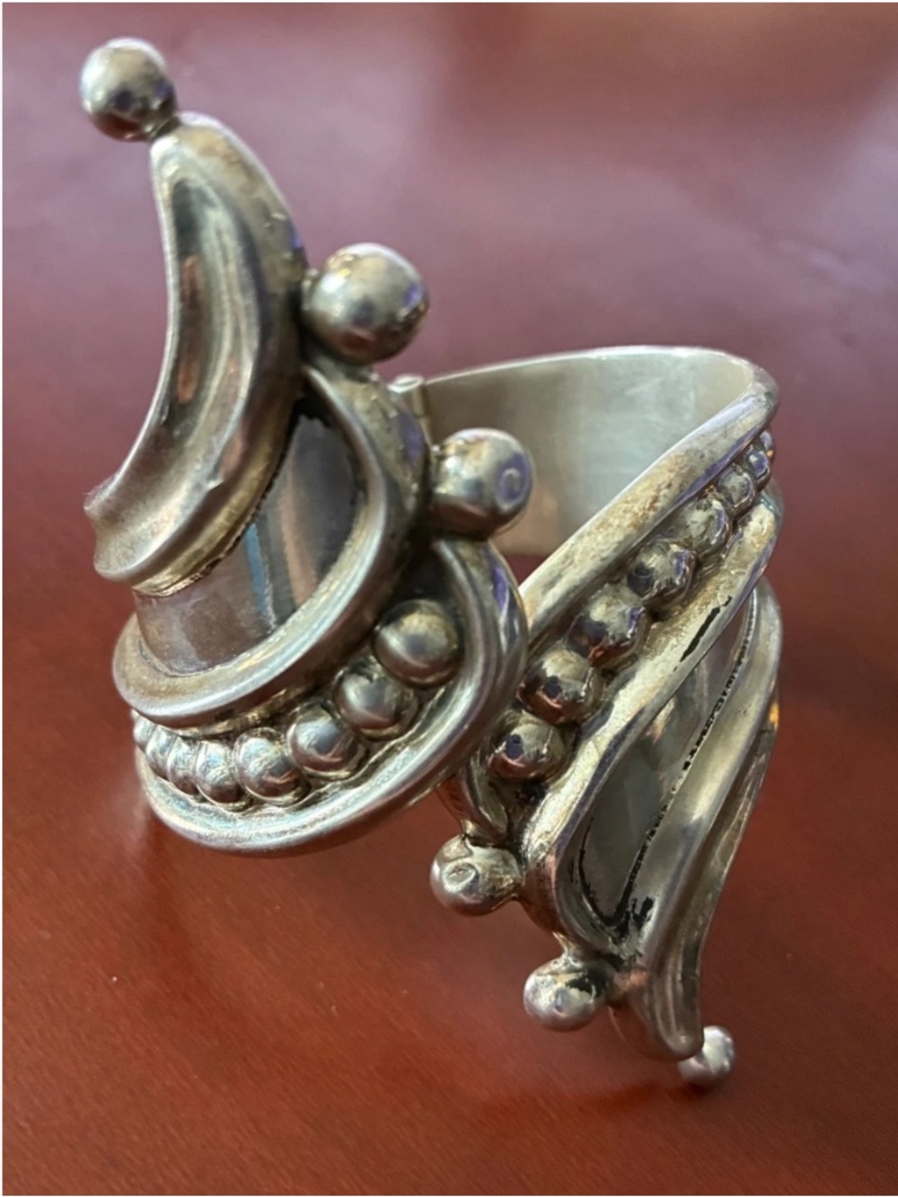taxco unicorn horn clamp big statement vintage sterling silver bracelet STUNNER - Picture 1 of 9